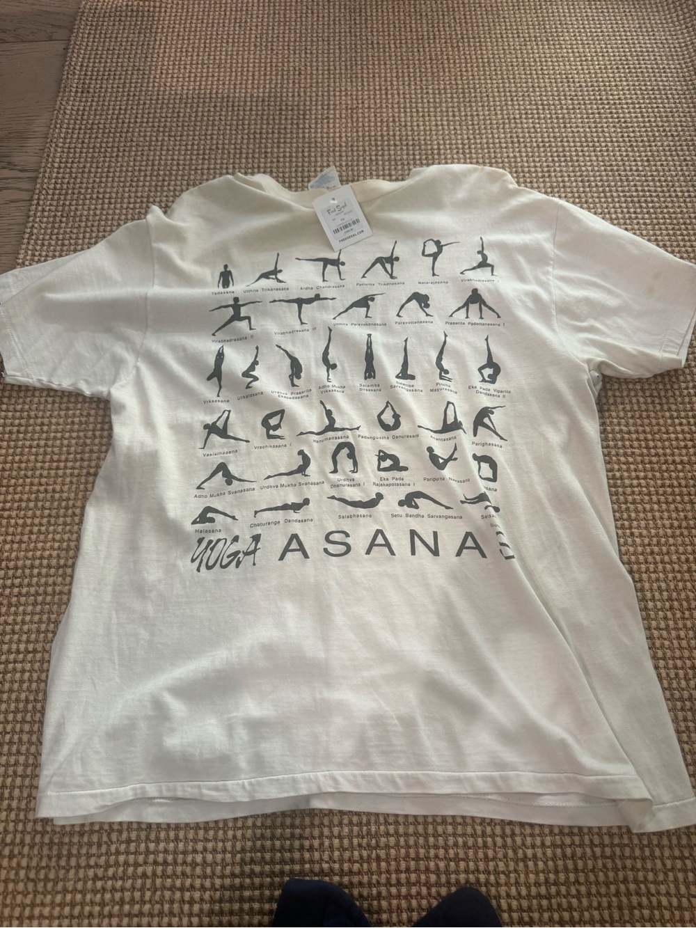 Fred Segal Yoga Pose Graphic Vintage Tee in Off-White with Black Print